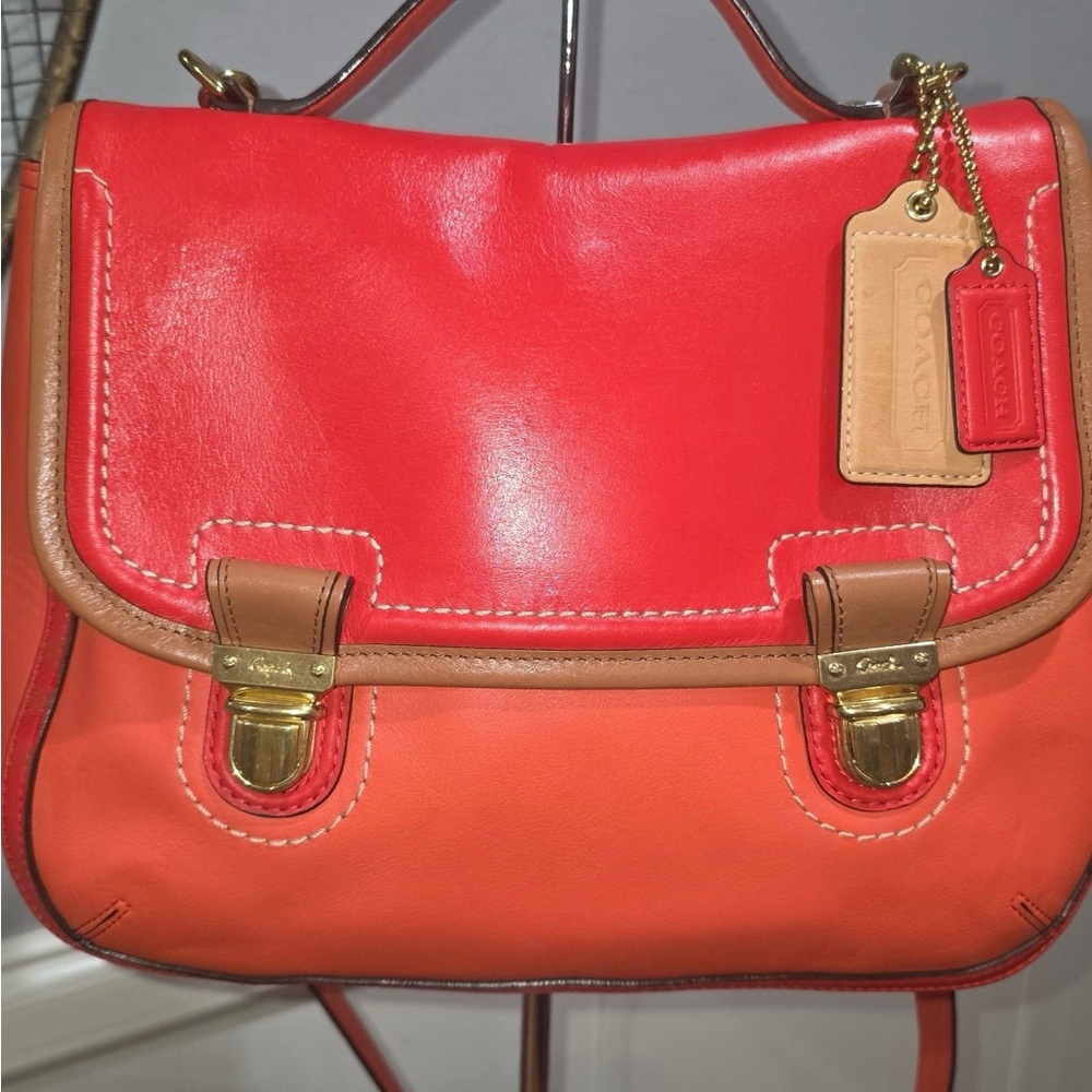 Coach Poppy Dylan - Color-Block Leather Satchel - Tri-Color w/Gold Hardware